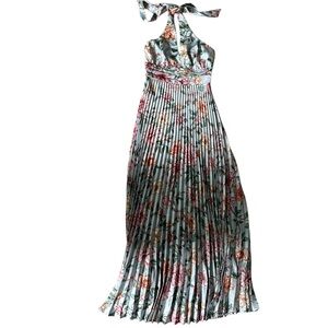 Jessica Simpson Green Pleated Tie Front Maxi Dress